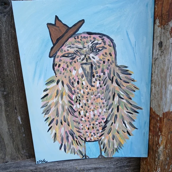 Owl In Hat Painting - Picture 10 of 13